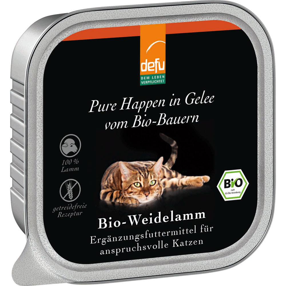 16er-VE Ergänzungsfutter Katze Bio-Weidelamm in Gelee 100g defu - Bild 1