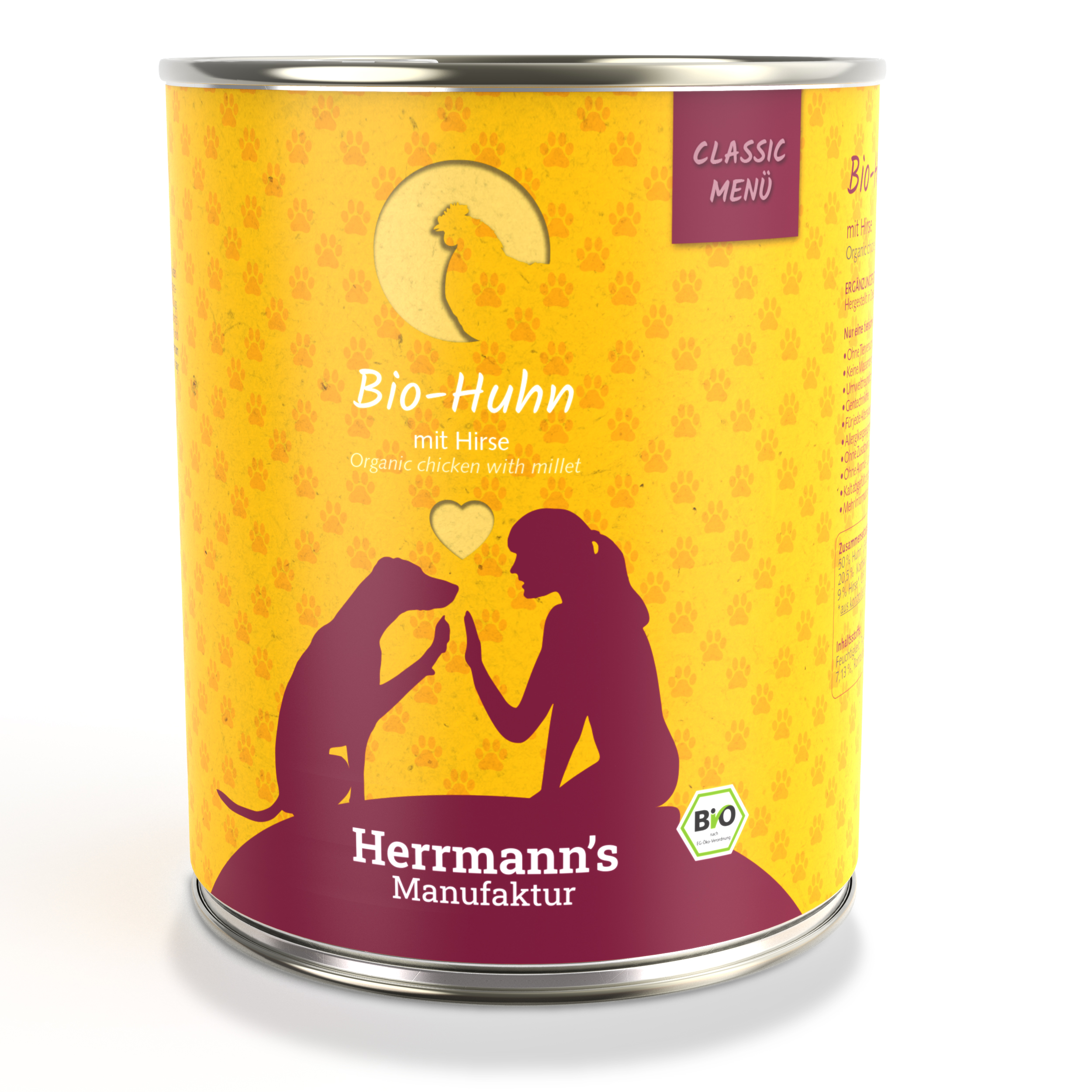 24er-SET Bio Hundefutter Huhn Menu 2 mit Hirse, Kuerbis, Zucchini 800g - Bild 1