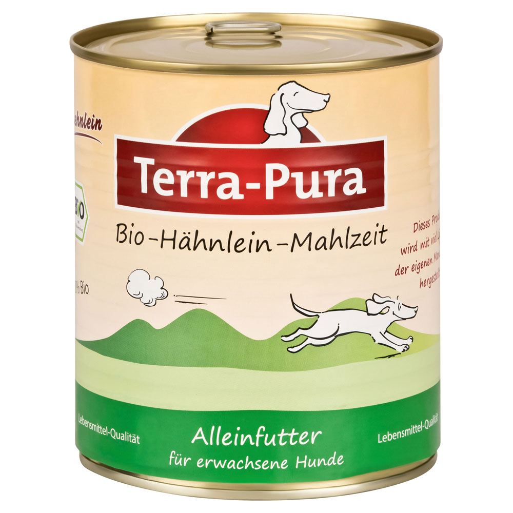 24er-SET Terra Pura Hähnlein-Mahlzeit 800g Bio Hundefutter Glutenfrei - Bild 1