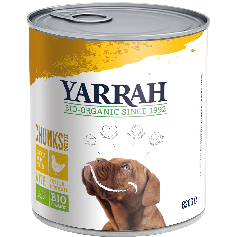 24er-VE Bröckchen Huhn mit Brennessel&Tomate 820 g Yarrah Bio Hundefutter - Bild 1