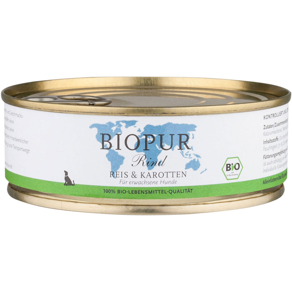 24er-VE Rind, Reis & Karotten 200 g BioPur Bio Hundefutter - Bild 1