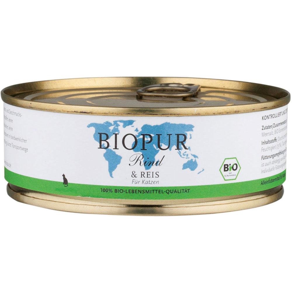 24er-VE Rind und Reis 200g BioPur Bio Katzenfutter - Bild 1