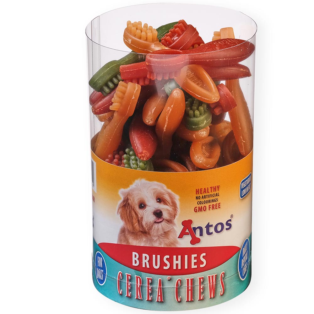 24er-VE Vega Kausnack Zahnb&uuml;rsten Puppy (~5cm,100g) bunte Mschng NICHT BIO Cerea - Bild 1
