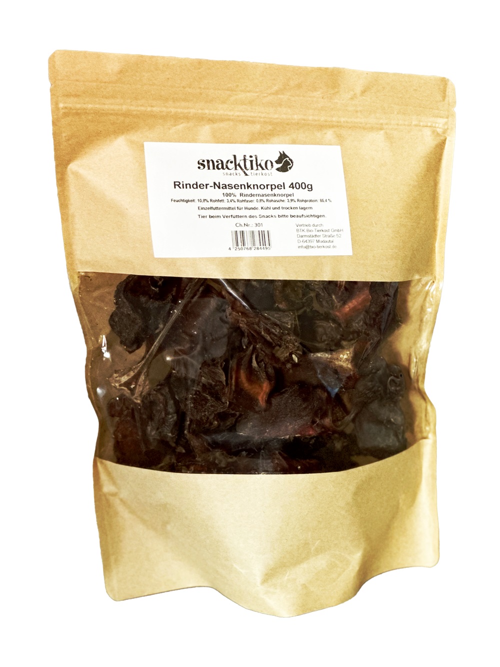25er-VE Bio Hunde Snack Rinder-Nasenknorpel 400g Snacktiko - Bild 1
