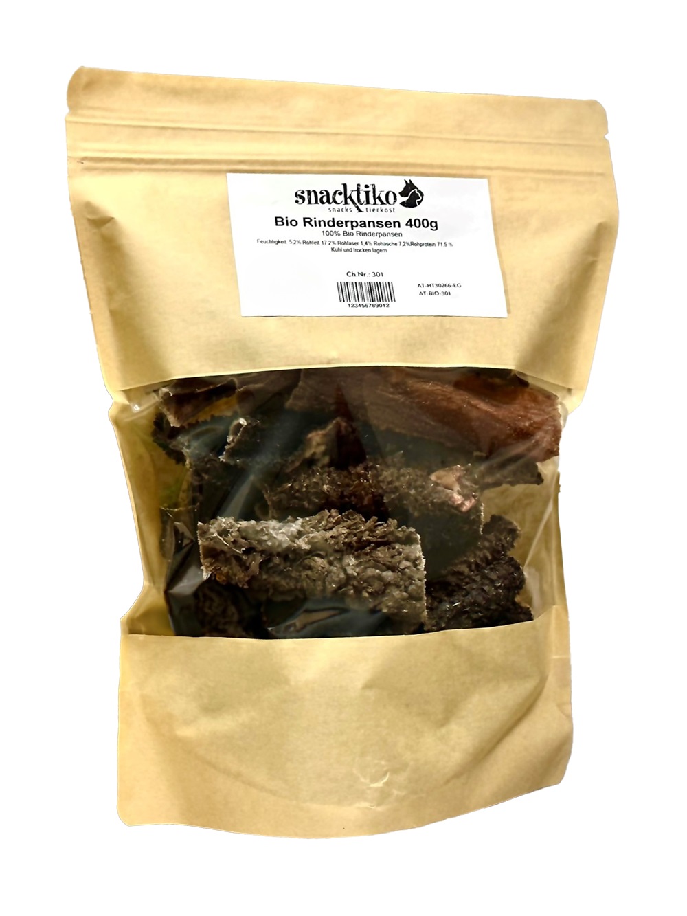 25er-VE Bio Hunde Snack Rinderpansen 400g Snacktiko - Bild 1