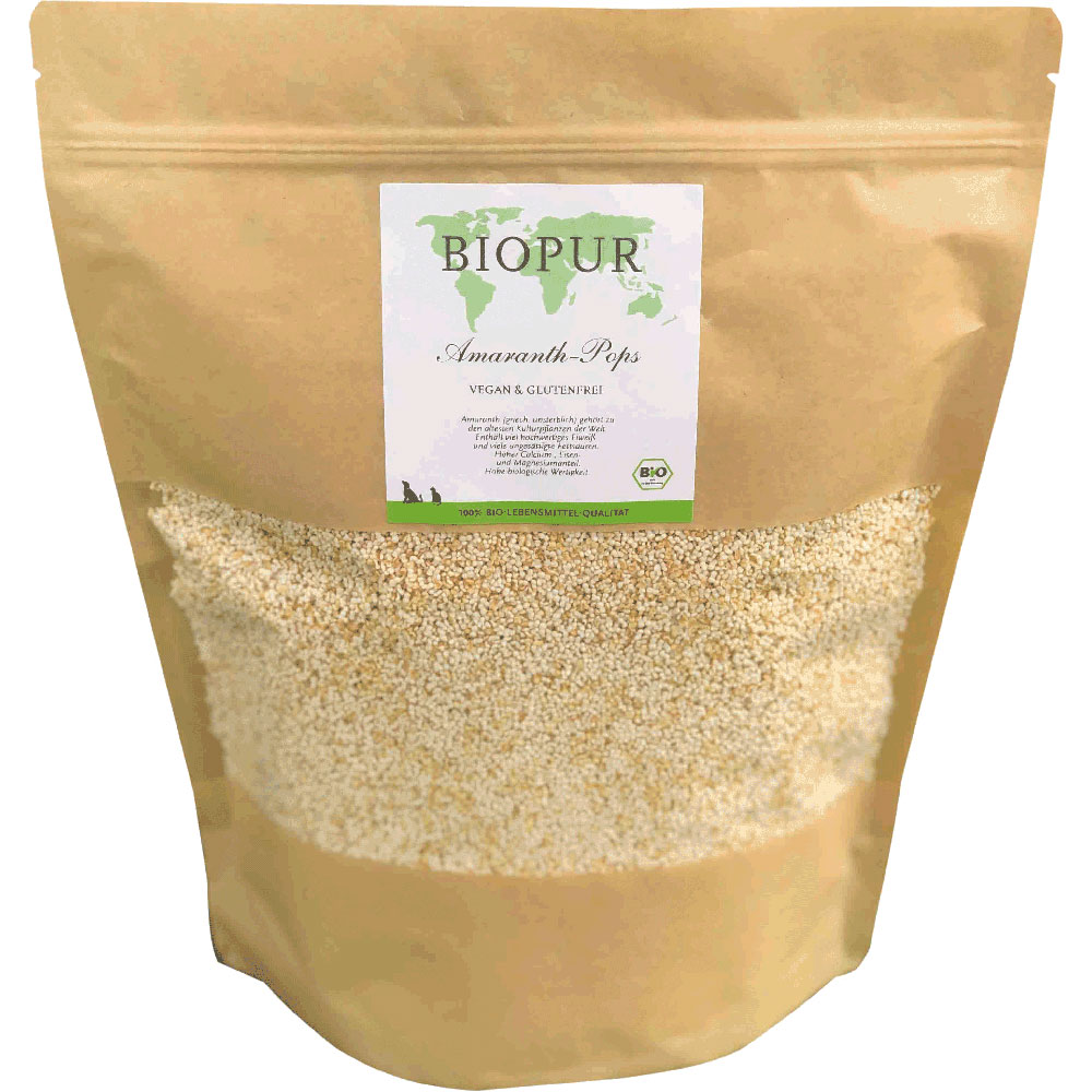 2er-SET Bio Hunde-Ergänzungsfutter Amaranth-Pops 300g Standbodenbeutel BIOPUR - Bild 1