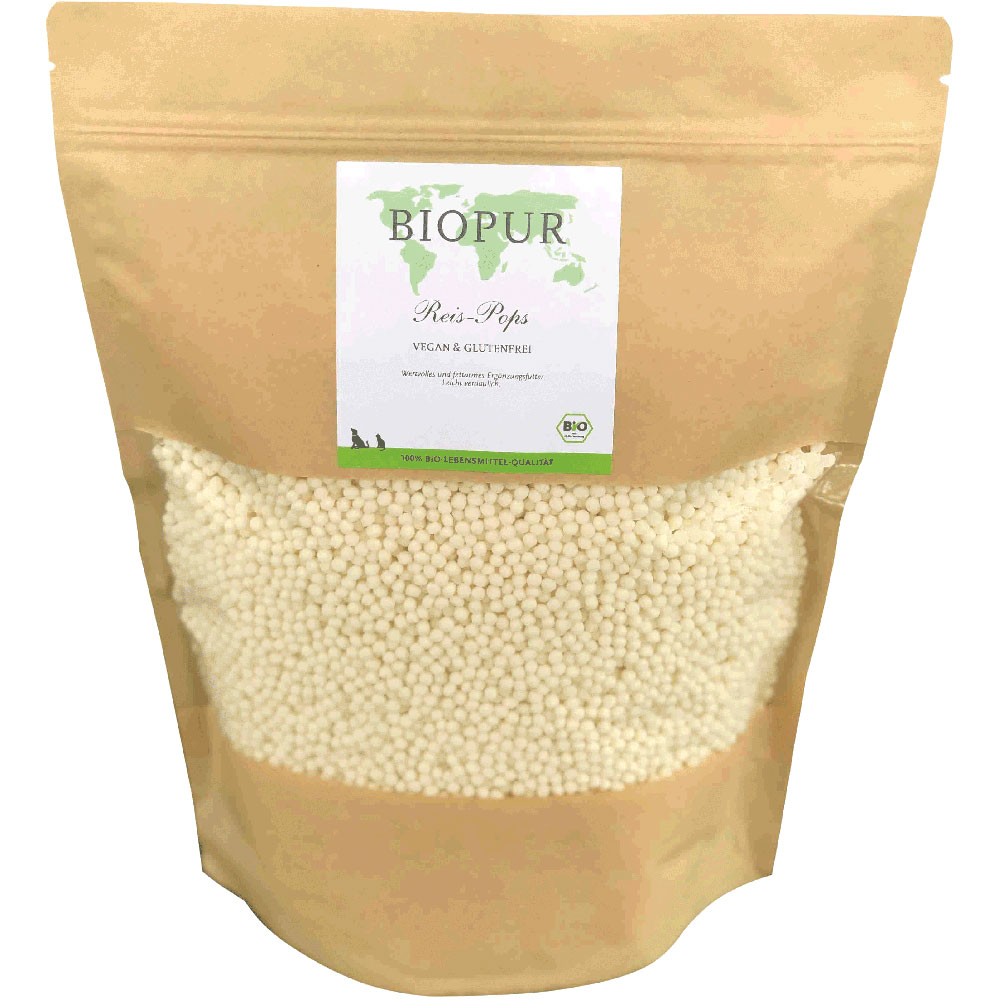 2er-SET Bio Hunde-Ergänzungsfutter Reispops 350g Standbodenbeutel BIOPUR - Bild 1