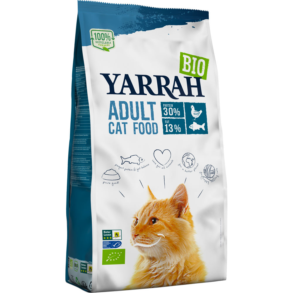 2er-SET Bio Katzen-Trockenfutter Adult Huhn und Fisch (MSC) 2,4kg Yarrah - Bild 1