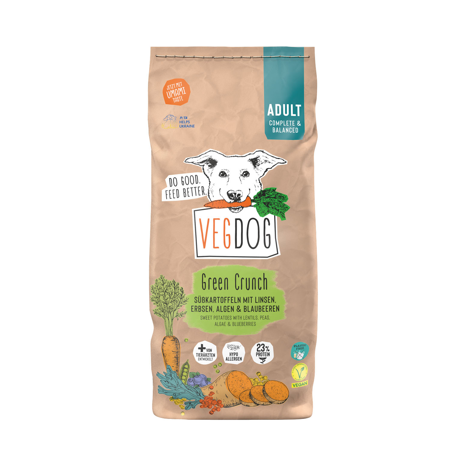 2er-SET Hunde Allein-Trockenf. Green Crunch NEUE REZEPTUR NICHT BIO  5kg VEGDOG - Bild 1