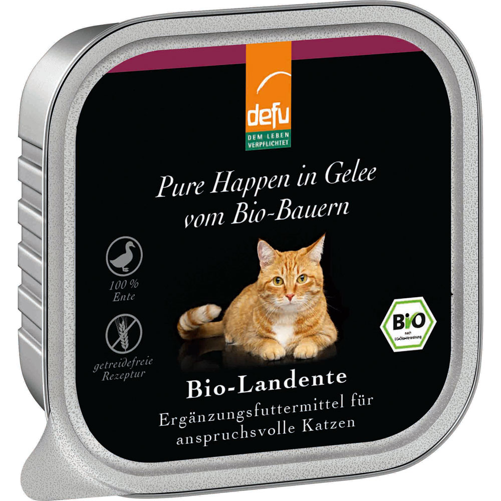 3888er-SET Ergänzungsfutter Katze Bio-Landente in Gelee  100g defu - Bild 1