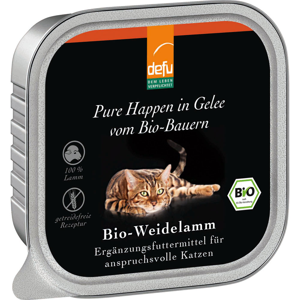 3888er-SET Ergänzungsfutter Katze Bio-Weidelamm in Gelee 100g defu - Bild 1