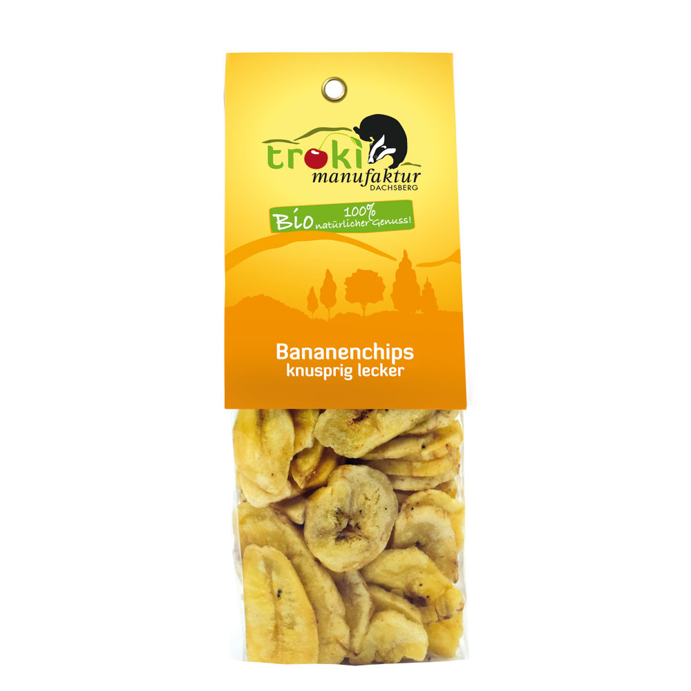 3er-SET Bio Bananenchips, getrockent, natur 100g Troki - Bild 1