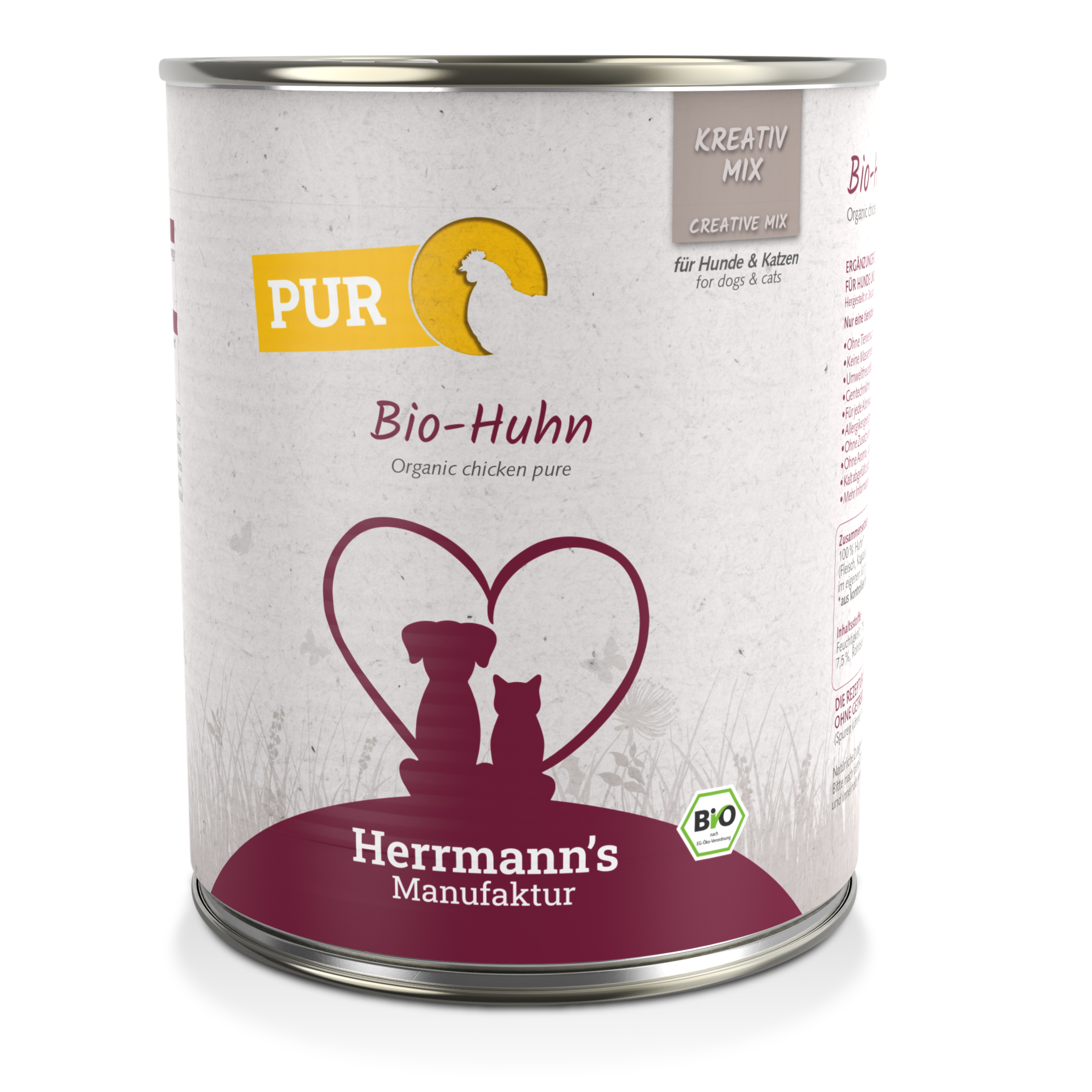 3er-SET Bio Ergänzungsfutter für Hunde/Katzen 100% Huhn 800g Herrmanns - Bild 1