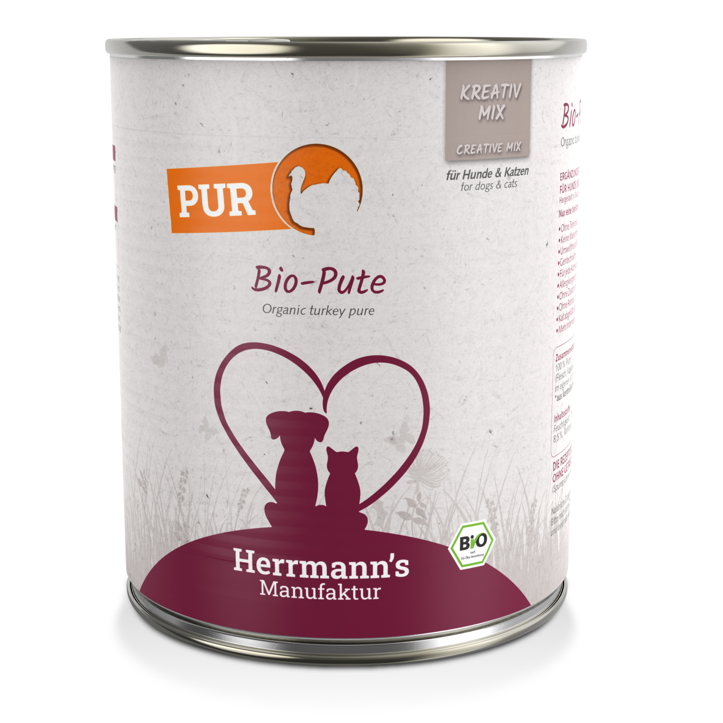 3er-SET Bio Ergänzungsfutter für Hunde/Katzen 100% Pute 800g Herrmanns - Bild 1