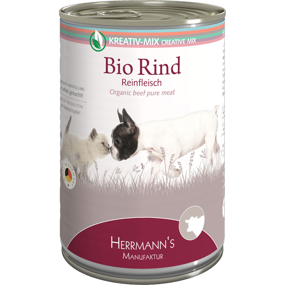 3er-SET Bio Erg&auml;nzungsfutter f&uuml;r Hunde/Katzen 100% Rind 400g Herrmanns - Bild 1
