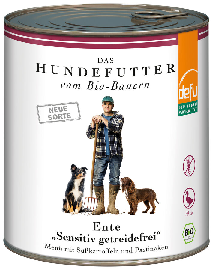 3er-SET Bio Hunde-Alleinfutter Ente High Sensitive 820g defu - Bild 1