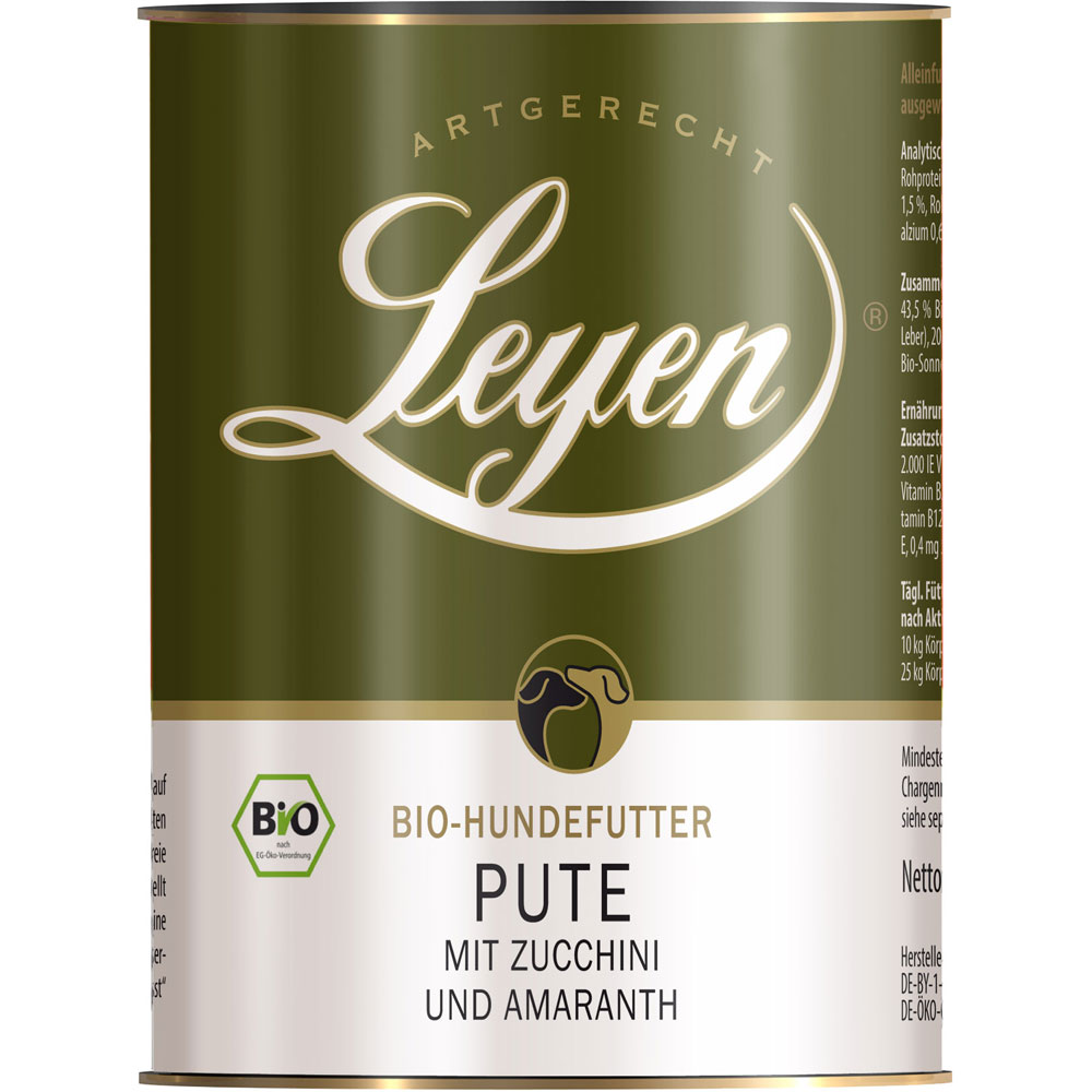 3er-SET Bio-Hundefutter Pute, Zucchini, Amaranth 400g Leyen - Bild 1