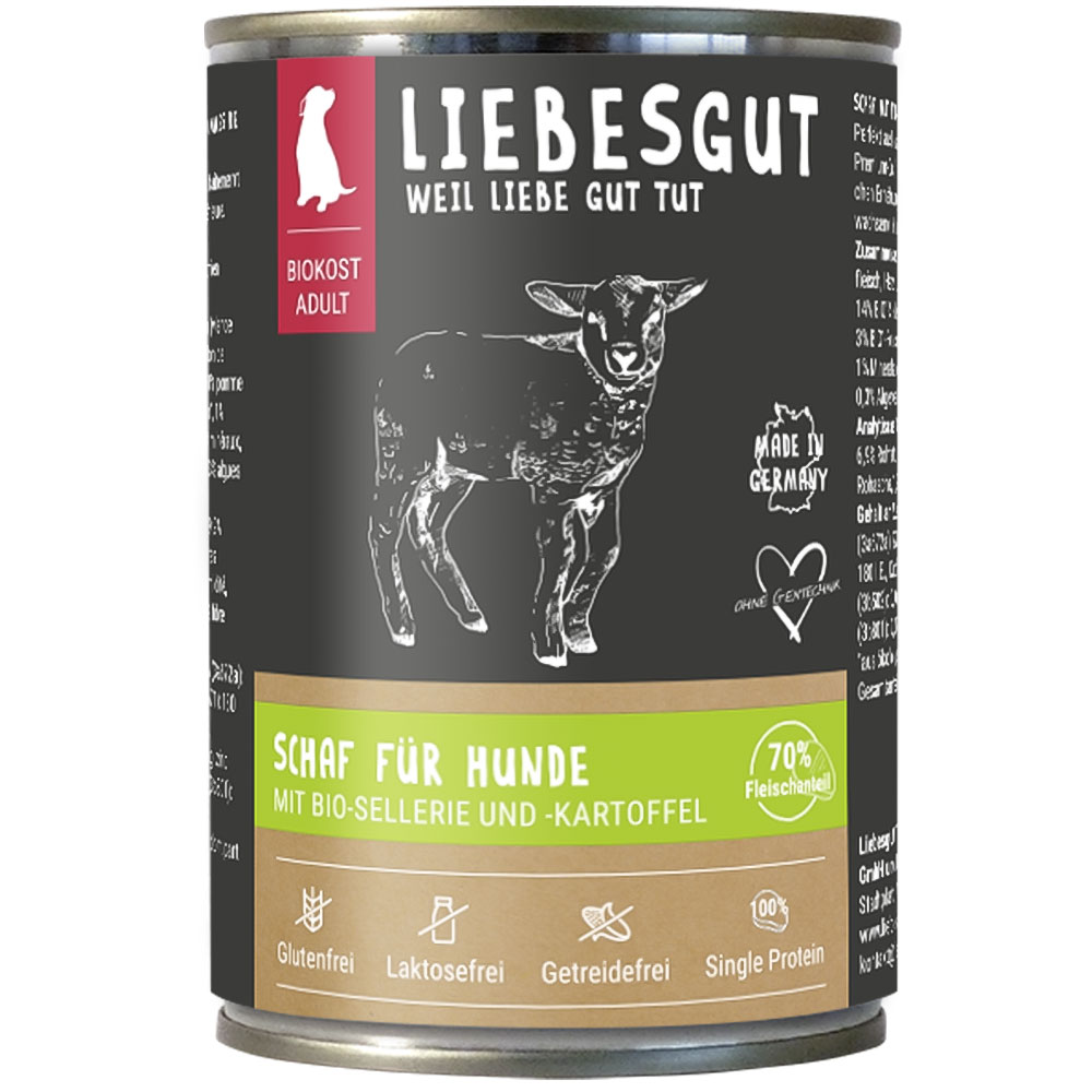 3er-SET Bio Hundefutter  Schaf mit Sellerie und Kartoffel 400g Liebesgut - Bild 1