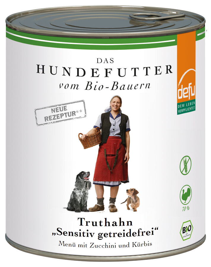3er-SET Bio Hundefutter Truthahn Sensitiv getreidefrei 800g defu - Bild 1