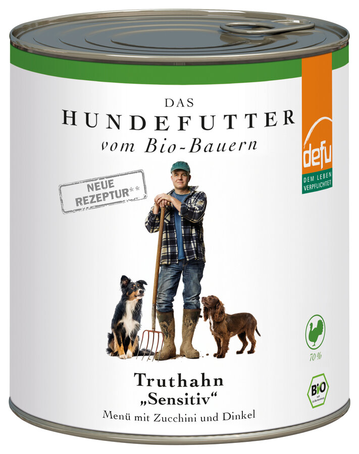 3er-SET Bio Hundefutter Truthahn Sensitive 800g defu - Bild 1