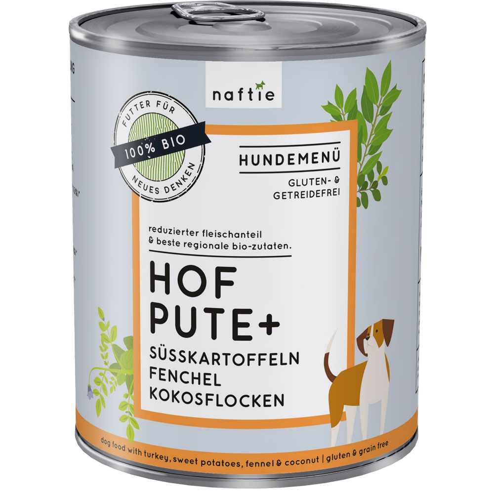 3er-SET Bio Hundemenü Hof Pute+ 800g naftie - Bild 1