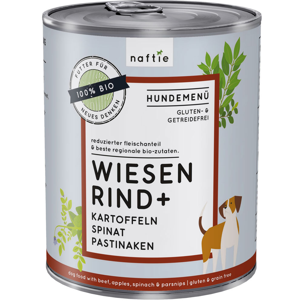 3er-SET Bio Hundemenü Wiesen Rind+ 800g naftie - Bild 1