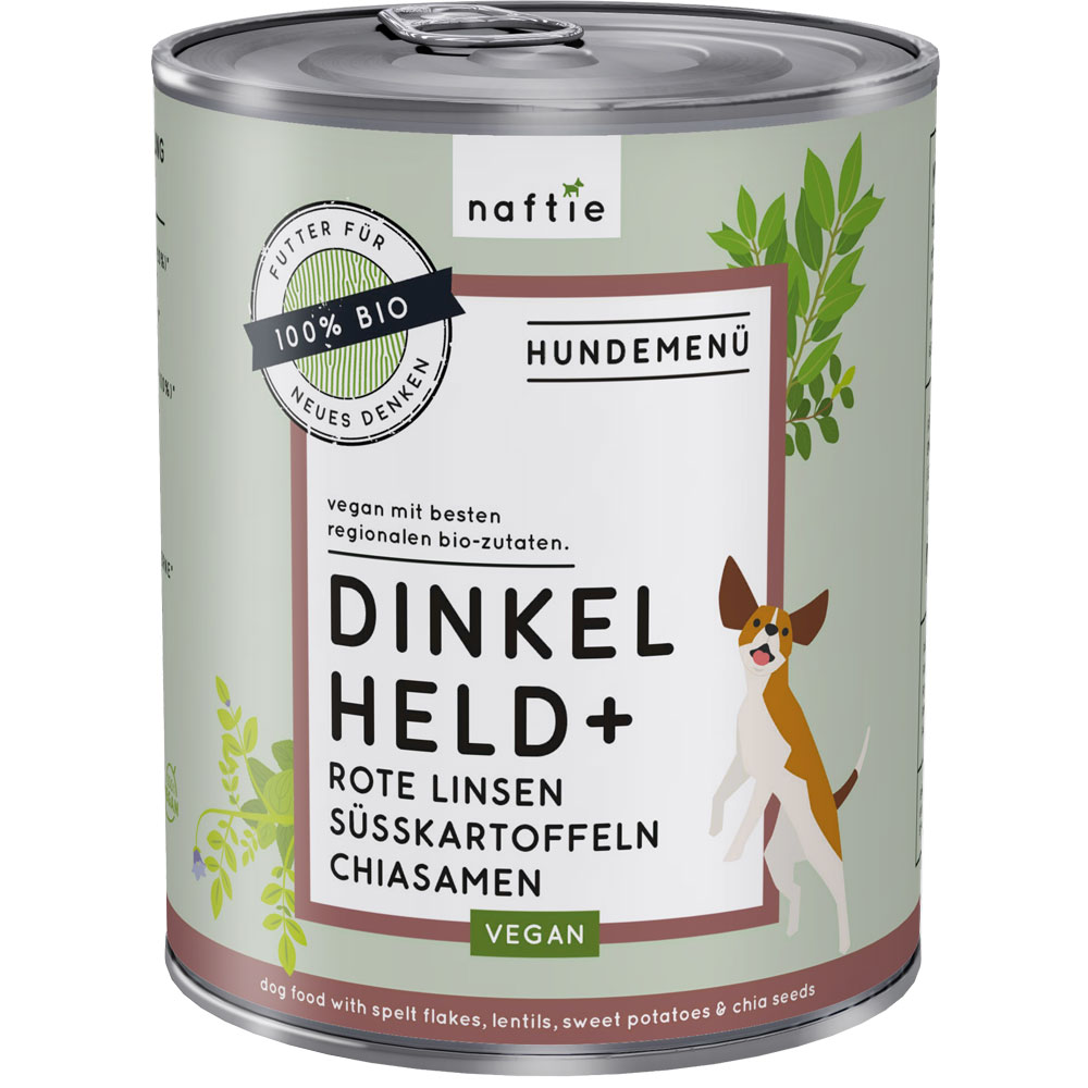 3er-SET Bio Hundemenü vegan Dinkel Held+ 800g naftie - Bild 1