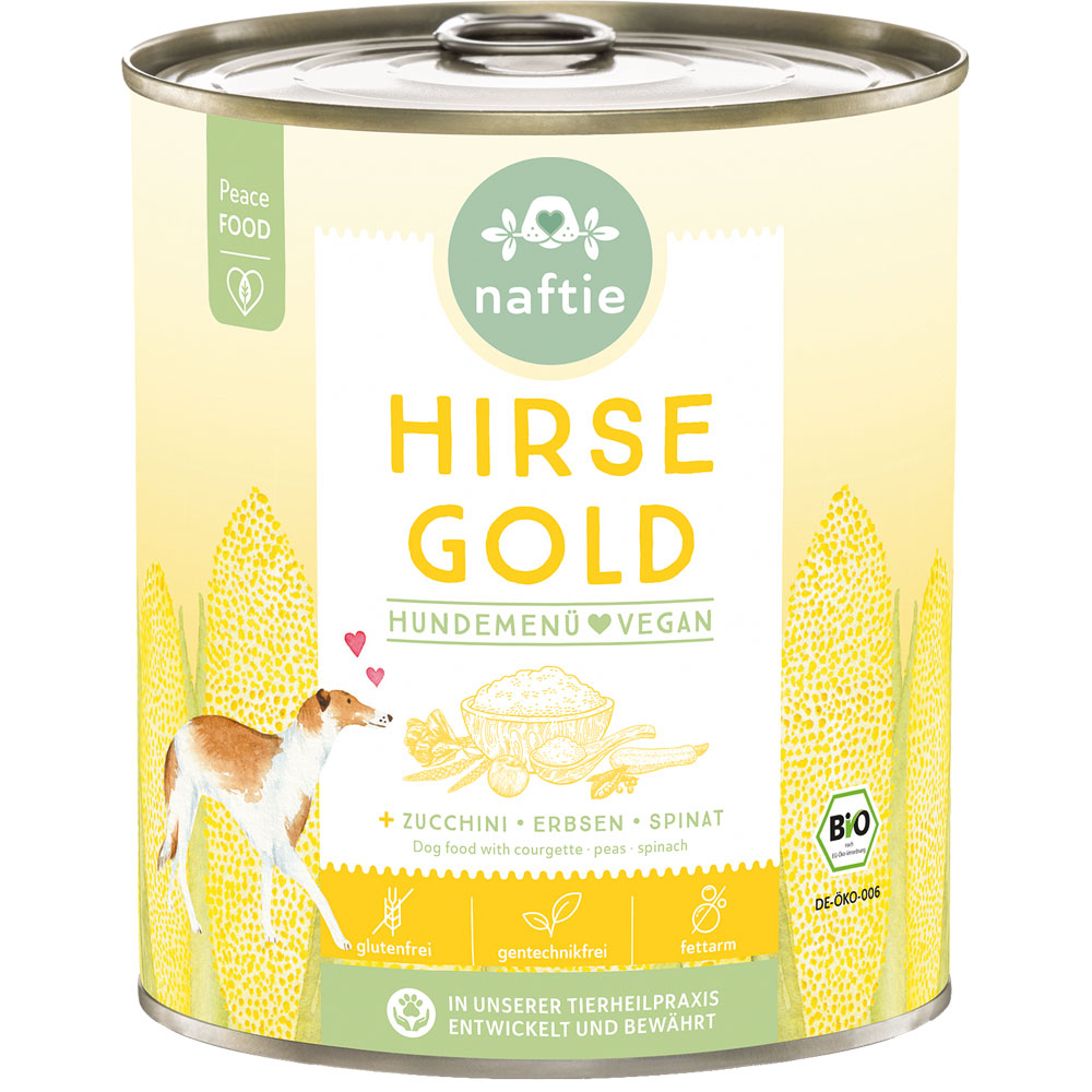 3er-SET Bio Hundemenü vegan Hirse Gold  800g naftie - Bild 1