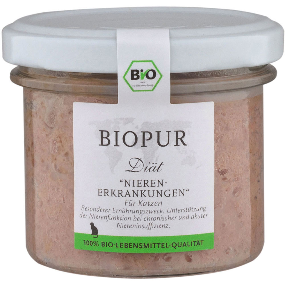 3er-SET Bio Katzendi&auml;tfutter Nieren-Erkrankungen im GLAS! 100g BIOPUR - Bild 1