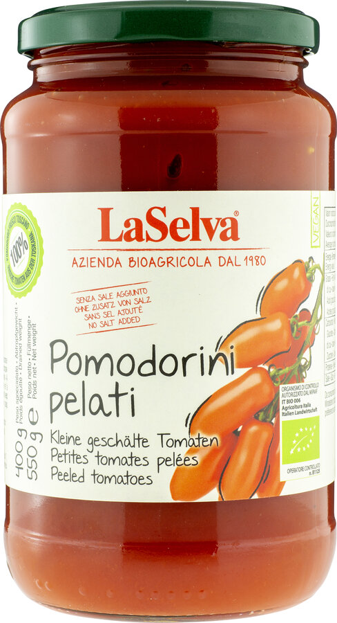 3er-SET Bio Pomodorini Pelati (KLEINE geschälte Tomaten) 550g La Selva - Bild 1
