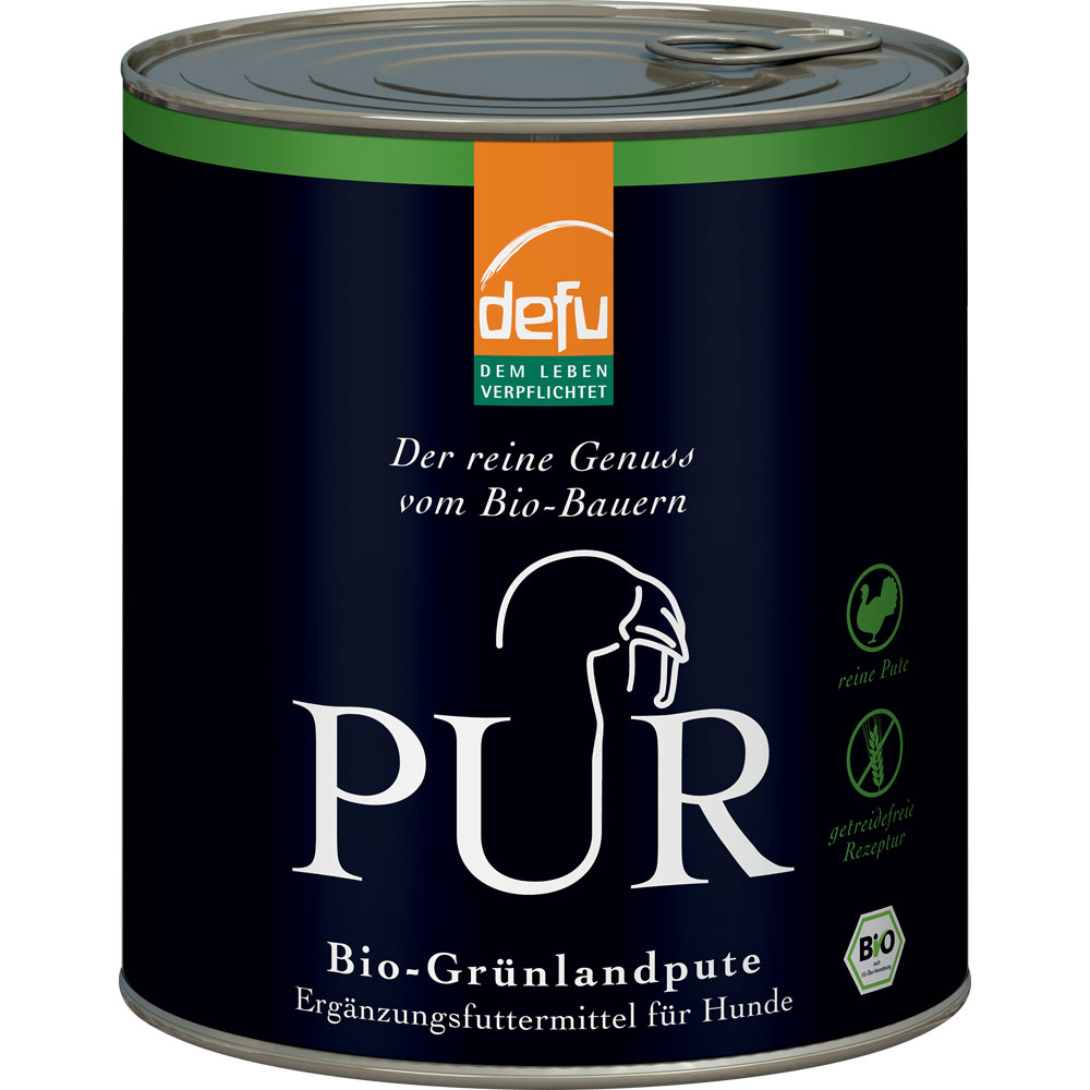 3er-SET Ergänzungsfutter Hund&Katze Bio-Grünlandpute PUR, 800 g defu - Bild 1