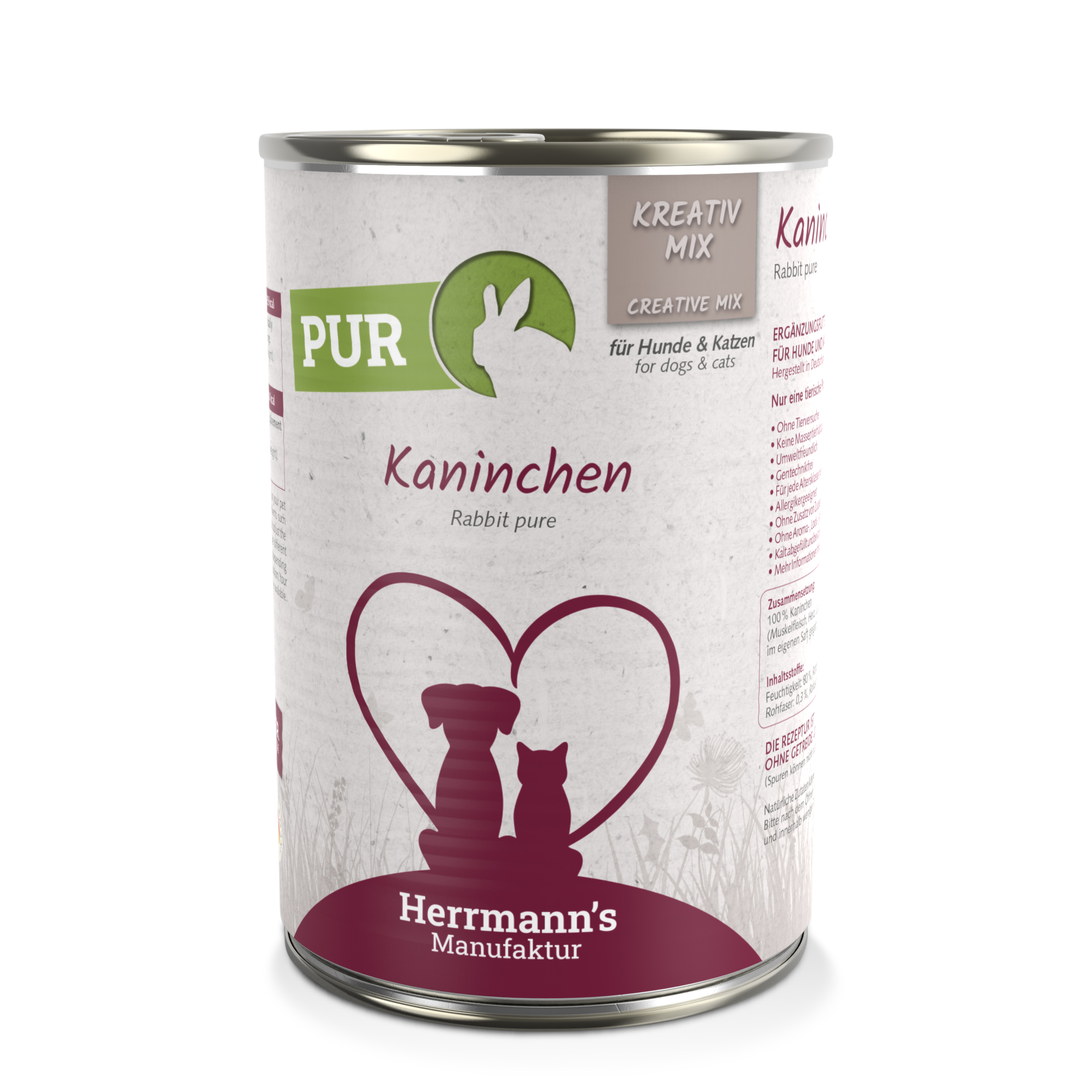 3er-SET Erg&auml;nzungsfutter f. Hund/Katze 100 % Kaninchen (nicht Bio) 400g Herrmann - Bild 2