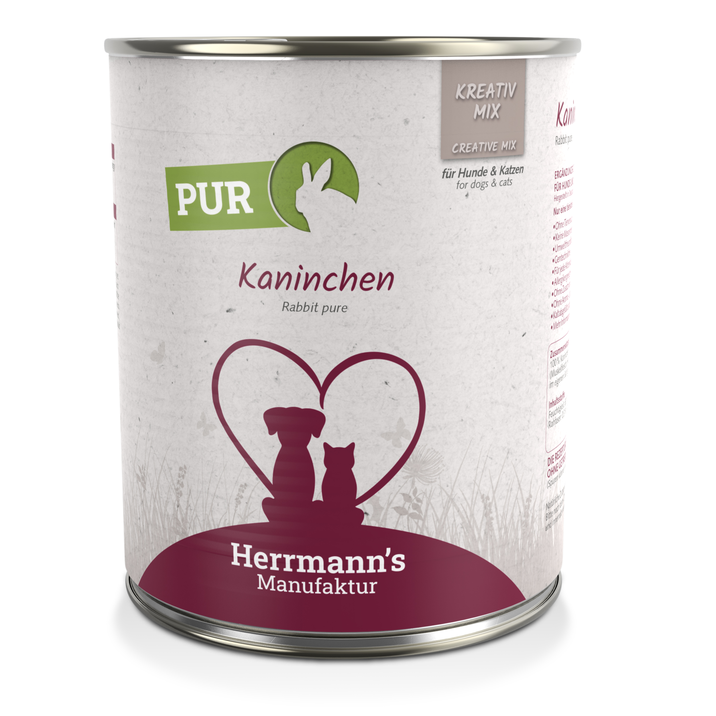 3er-SET Ergänzungsfutter f. Hund/Katze 100 % Kaninchen (nicht Bio) 800g Herrmann - Bild 1