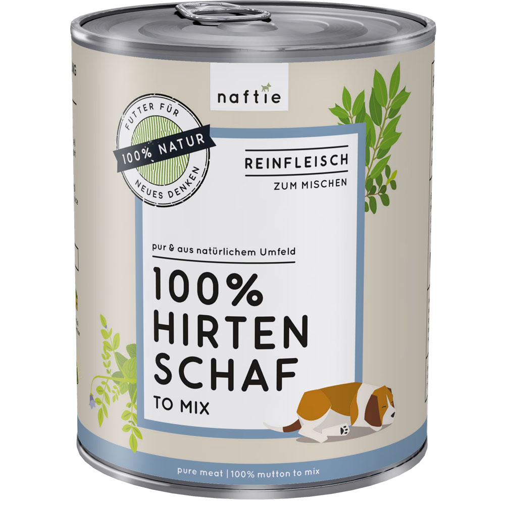 3er-SET Hirten Schaf 100 %, nicht Bio, Ergänzungsfutter Hund & Katze 800g naftie - Bild 1