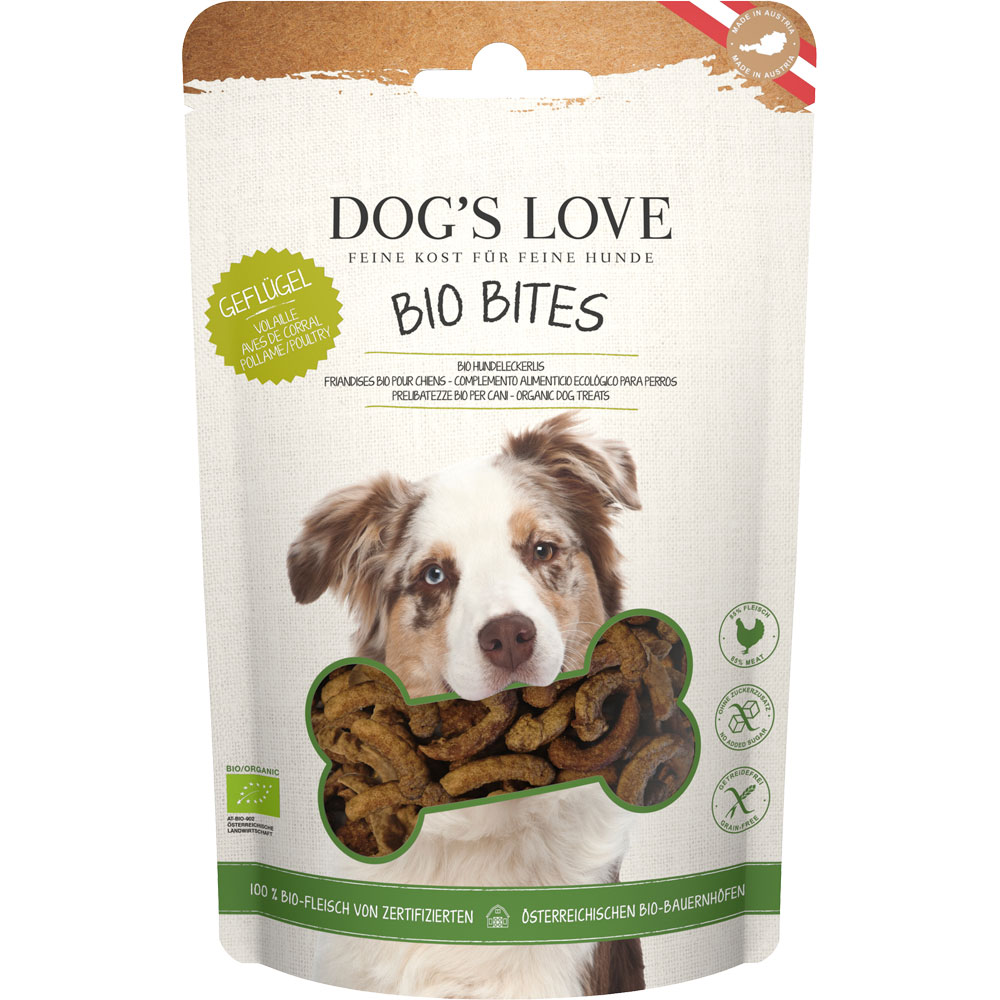 3er-SET Hunde Leckerli Bites Bio Geflügel mit Reisspeisegries 150g Dog's Love - Bild 1