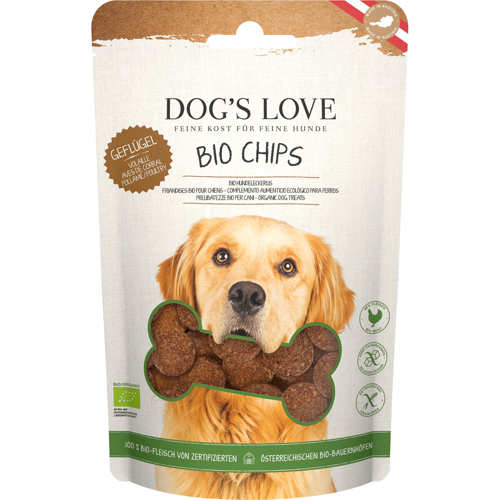 3er-SET Hunde Leckerli Chips Bio Geflügel 150g Dog's Love - Bild 1