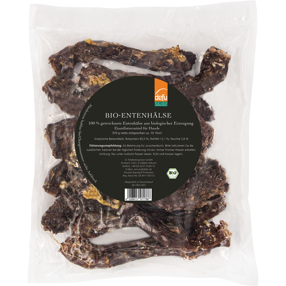 3er-SET Hunde Snack Bio-Entenhälse, getrocknet, 370g defu - Bild 1