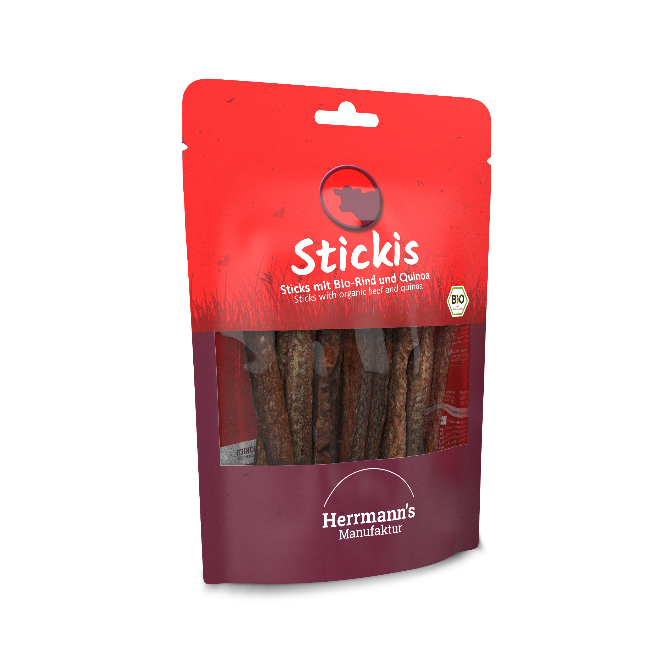 3er-SET Hunde Snack Stickis Bio-Rind mit Quinoa 80g Herrmann's - Bild 1