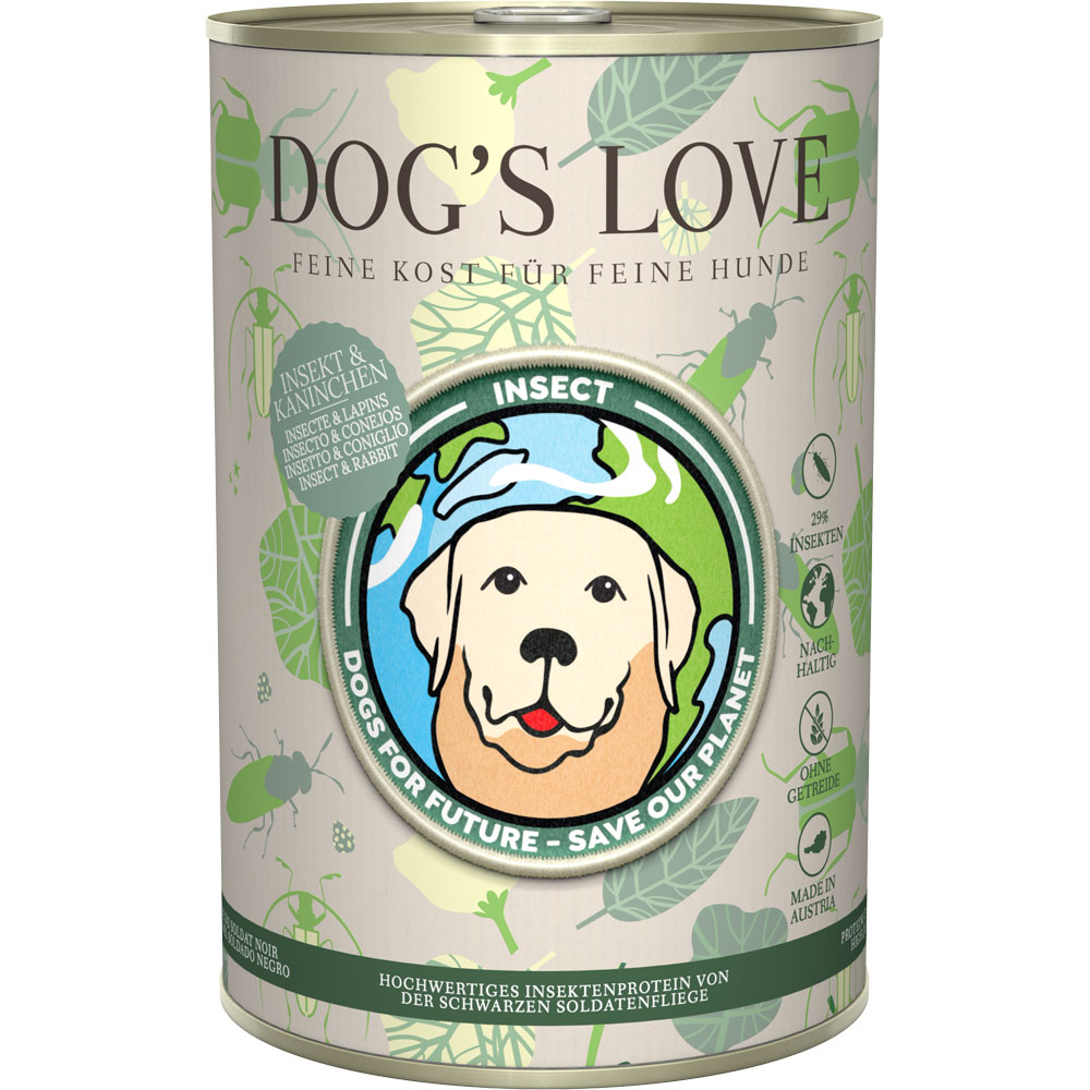 3er-SET Hundealleinfutter(Nassf.) Insekt u. Kaninchen(nicht Bio) 400g Dog's Love - Bild 1