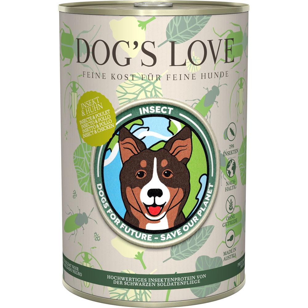 3er-SET Hundealleinfutter (Nassf.) Insekt und Huhn (nicht Bio) 400g Dog's Love - Bild 1