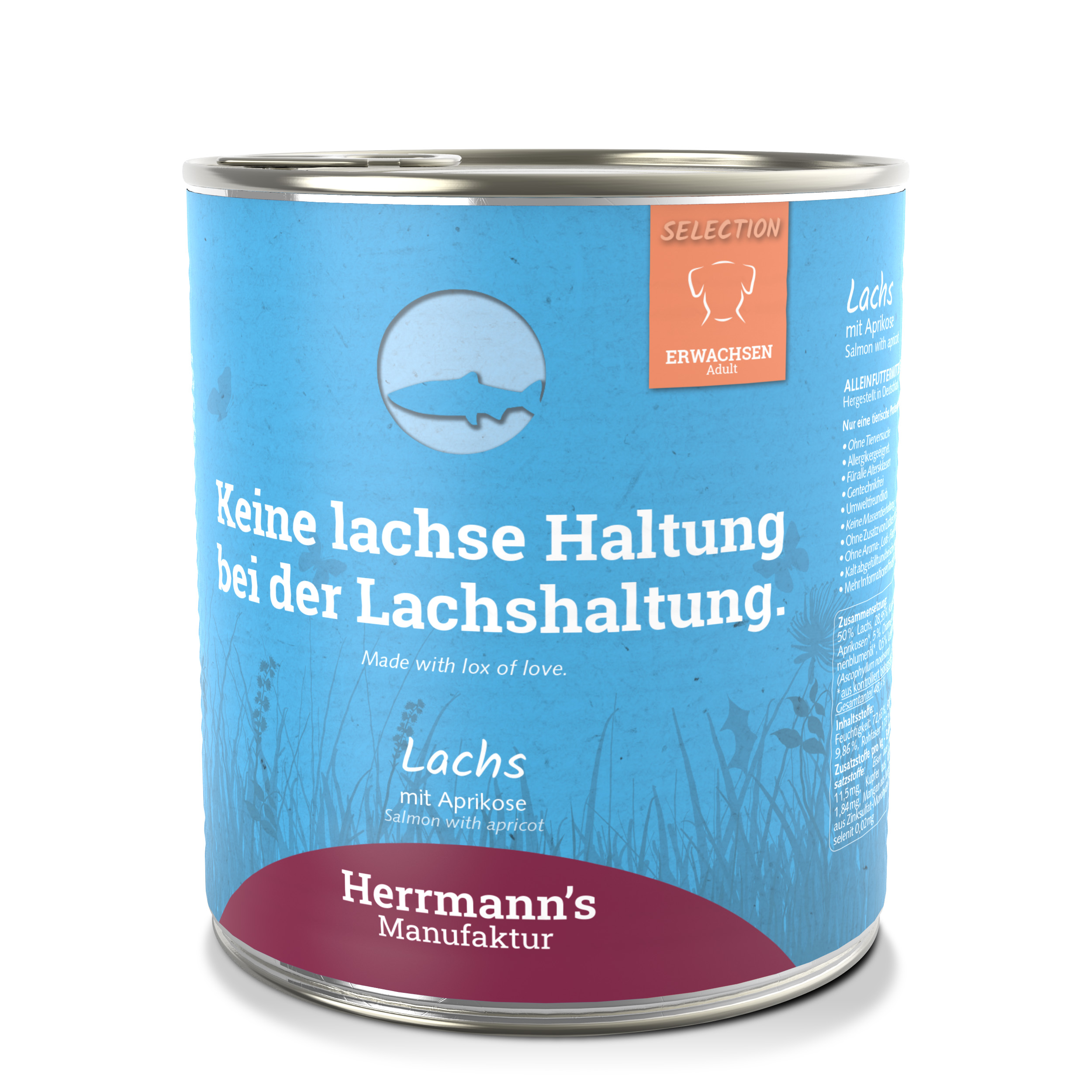 3er-SET Hundefutter Lachs NICHT BIO mit Aprikose 800g Herrmann's - Bild 1