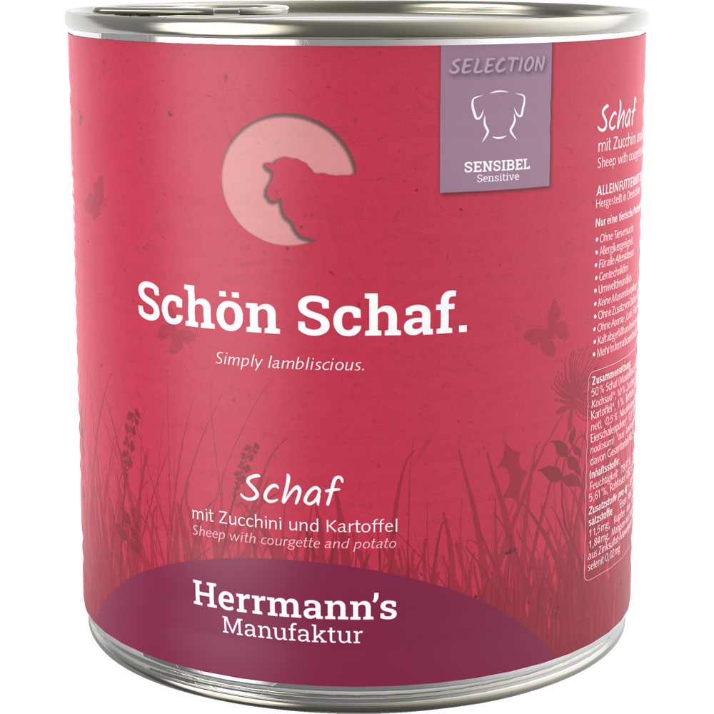 3er-SET Hundefutter Schaf (Nicht Bio) Zucchini, Kartoffel  800g Herrmann's - Bild 1