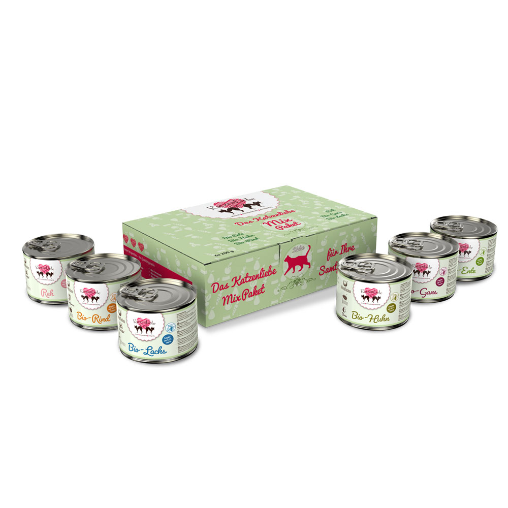 3er-SET Mixpaket Katze Nassfutter, alle Sorten (Bio/Nicht-Bio) 6x 200g Katzenlie - Bild 1