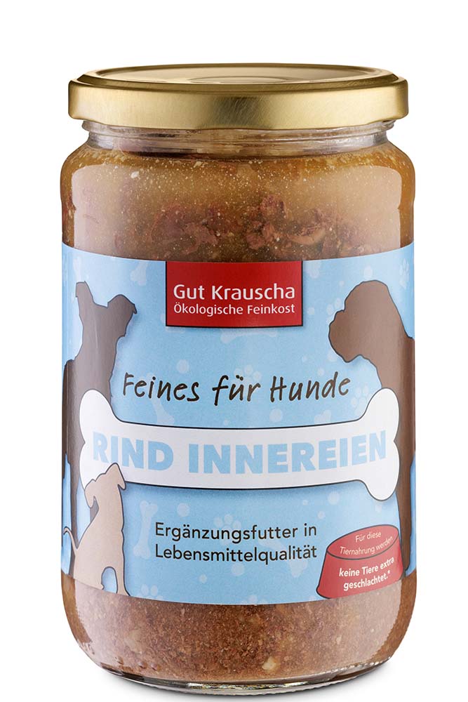 3er VE Bio-Tiernahrung Rind Innereien im Glas Hunde Erg&auml;nzungsfutter 630g Gut Krauscha - Bild 1