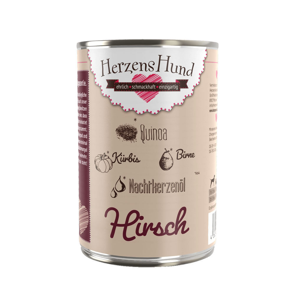 4er-SET Bio Erg&auml;nzungsfutter Hund Hirsch, K&uuml;rbis, Birne, Quinoa NICHT BIO 400g - Bild 1