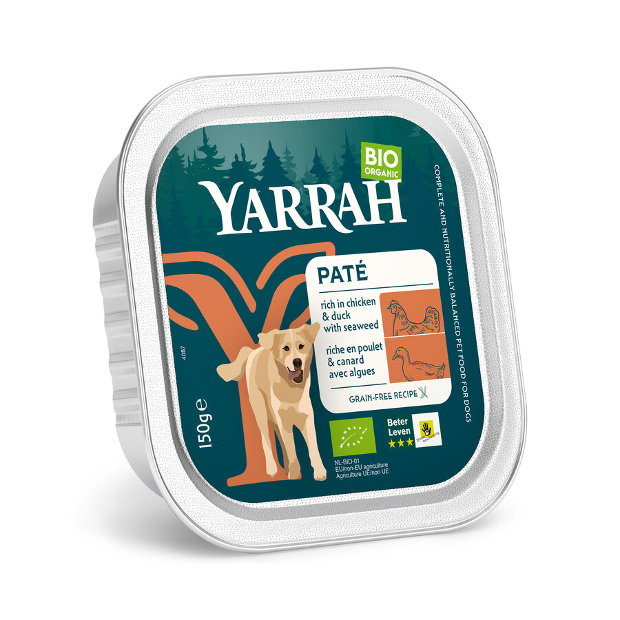 4er-SET Bio Hundefutter Pate mit Huhn und Ente getreidefrei 150g Yarrah - Bild 1