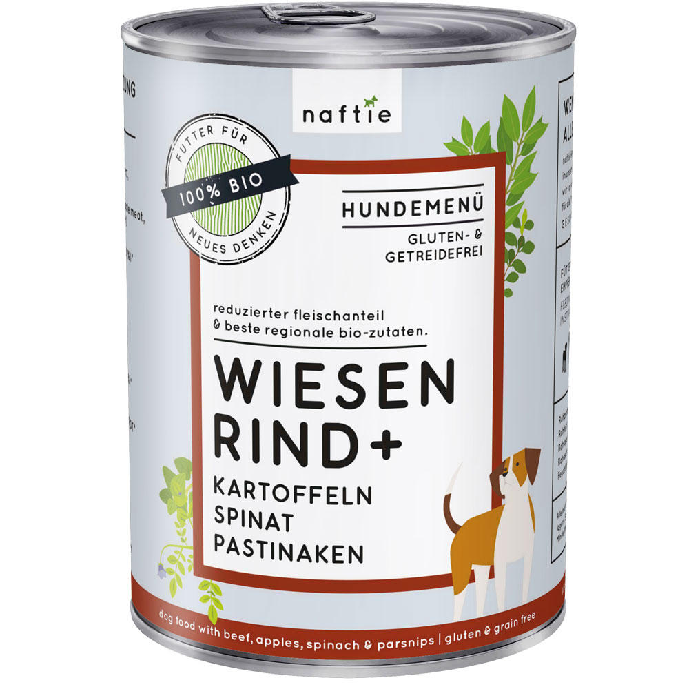 4er-SET Bio Hundemenü Wiesen Rind+ 400g naftie - Bild 1