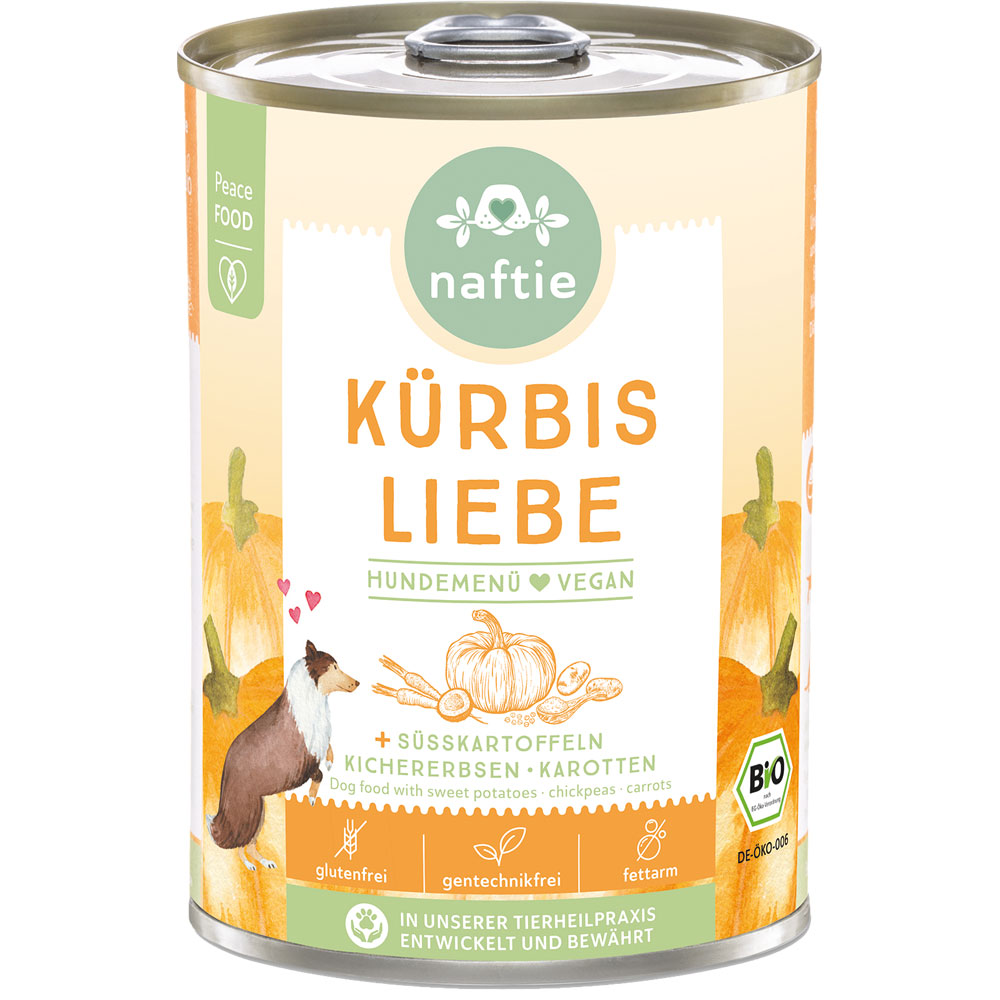 4er-SET Bio Hundemenü vegan Kürbis Liebe 400g naftie - Bild 1