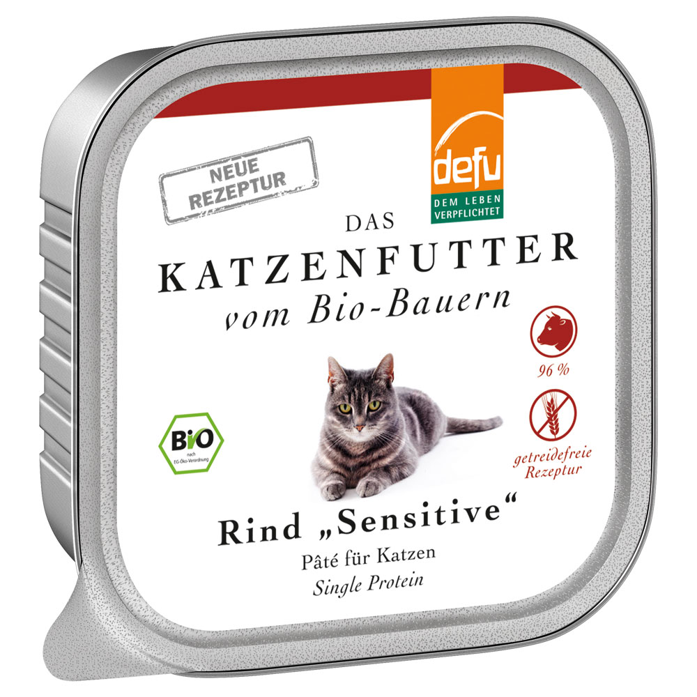 4er-SET Bio Katzenfutter Rind Sensitive 100g  defu - Bild 1