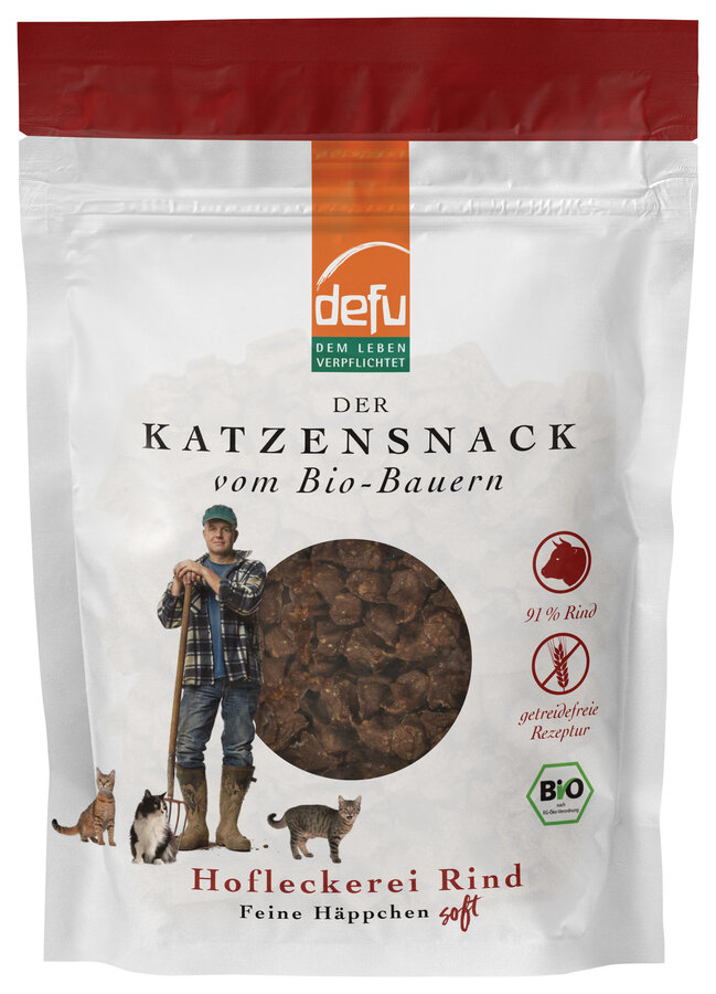 4er-SET Bio Katzenleckerli Hofleckerei Rind Feine Häppchen soft, 80g defu - Bild 1